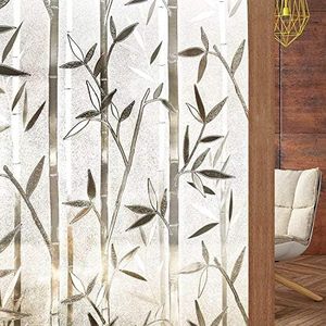 rabbitgoo Bamboo Window Film Stained Glass Window Privacy Films Frosted Window Covering Decorative Window Cling Non-Adhesive Removable Window Decal No Glue Window Sticker for Home 44.5 x 200 cm