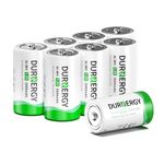 DURNERGY Rechargeable C Batteries 8 Pack, NiMH C Cell Batteries, 5000mAh 1.2V NiMH Rechargeable Battery, High Capacity C Size Batteries