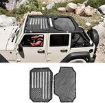 Hoolcar Front & Rear Mesh Sun Shade for Jeep Wrangler JK Unlimited (2007-2017) 4 Doors- American Flag Mesh Screen Sunshade JKU Top Mesh Cover UV Blocker Mesh Cover, US Flag