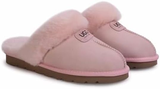 Best Gift Choice UGG Women's Slippers, Australian Premium Sheepskin Anti-Slip Fluffy Fur, Super Warm and Comfort Pink EU 40/41