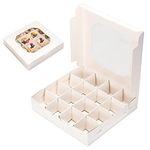 Youyijia 40PCS Cardboard Cupcake Box Dessert Divider Box with Transparent Window Holds 16 Individual Mini Cake Display Boxes for Candy Chocolate Truffle or Marzipan Fruit