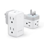 TROND 2 Pack Multi Plug Outlet Extender, 360° Rotating Wall Outlet Splitter, 6 AC Electrical Plug Swivel Power Expander, Cruise Travel Essentials, Small Charging Station for Home Office Hotel Dorm