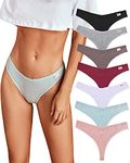 FINETOO 7 Pack Cotton Thongs for Women Underwear Breathable Stretch Low Rise Hipster Panties Sexy S-XL