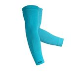 KUE Compression Full Hand Cover Arm Sleeves | Men & Women | Arm Support for UV & Sun Protection, Running, Cricket, Gym, Biking, Cycling, Sports (Turquoise, S/M)