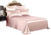 THXSILK Luxury Silk Bed Sheet, Flat Sheet Only, Seamless, 100% 25 Momme Mulberry Silk, Soft and Durable (Charming Pink, Single)