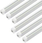 JESLED LED Shop Light 4FT, 40W 5500LM 6500K Cool White, Linkable Shop Lights, High Output, V-Shape, Clear Cover, T8 Light Fixture, 4 Foot LED Tube Lights for Garage, ETL (6-Pack)