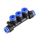 sourcing map Plastic Inline Manifold Union Push to Connect Tube Fittings 6mm or 15/64" OD Push Lock