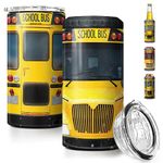 SANDJEST School Bus Driver Tumbler - 4-in-1 Design Tumbler Cup Can Cooler - 12oz Stainless Steel Insulated Cans Coozie Travel Mug Birthday, Christmas, Appreciation, Teacher's Day Gifts for Teachers