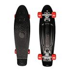 M.Y X-Skate Complete 22" Black Plastic Retro Beginner Skateboard for Kids Teenagers & Adults Waffle-Style Deck ABEC 7 Bearings for tricks and cruising