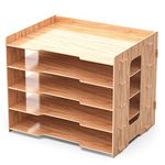 Lesfit Wooden Desk Organiser Tray, Office Storage Solution with 5 Tiers