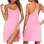 Ekouaer Women's Racerback Sleeveless Nightgown, Pink, Large