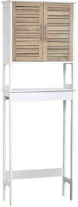TENDANCE Over The Toilet Storage Cabinet with Dual Doors and Open Shelf, Space-Saving Bathroom Storage Cabinet for Toiletries, White and Oak Finish - Stockholm Collection