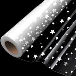 Double Folded 20m×84cm White Star Cellophane Wrapping Roll, Clear Cellophane Wrap Roll for Hampers, Food, Birthday Gifts, Flowers and Crafts Mother's Day Wrap