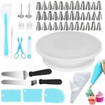 Cake Turntable and Icing Piping,102 PCs Cake Decorating Supplies Kit for Beginners, Baking Supplies Set with Cake Turntable, 36 Piping Tips, 2 Spatula, Silicon Bag, Piping Bags & Tips & Much More