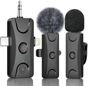 Micro Lavalier Wireless per iPhone Android: Mini Micro-Cravatta con Cancellazione Intelligente del Rumore, 48kHz/16bit, Portata 100pi per Videocamera PC Laptop Registrazione Streaming Intervista Vlogs