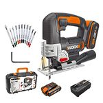 WORX 18V(20V MAX) Cordless Jigsaw WX543.2 Jig Saw 24mm, 4 Position Pendulum, Tool-free Quick Blade Change, LED Light, ±45 ° Bevel Capacity, Speed Control, PowerShare, 1* 2.0Ah Battery, 1* 2A Charger