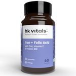 HealthKart hk vitals Iron + Folic Acid Supplement (60 Capsules) | With Zinc, Vitamin C & Vitamin B12, Supports Blood Building | Immunity and Energy