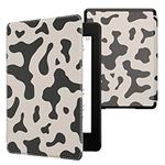 kwmobile Case Compatible with Amazon Kindle Paperwhite 11 Generation 2021 Case - PU Cover for Kindle Paperwhite Case w/Magnet - Cow Print Black/White