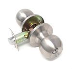 RS Privacy Door knob, Standard Ball, Handles Keyless Door Knob-Set, Door Knob Lock No Key for Bathroom, Bedroom (Privacy no Key, Satin Nickel)