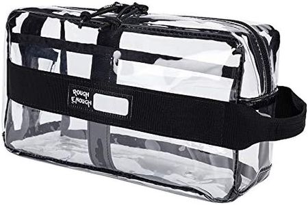 Rough Enough Clear Toiletry Bag Makeup Organizer for Traveling Women Men Travel Size Toiletries Cosmetic Shaving Kit with Handle Large
