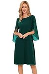 GRACE KARIN Women Formal Chiffon Wedding Guest Dress 3/4 Sleeve Cocktail Party Dresses for Summer Size 18 Deep Teal