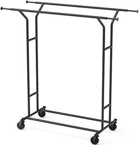 SimpleHouseware Heavy Duty Double Rail Clothing Garment Rack, Black