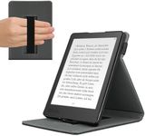 kwmobile Cover Compatible with Kobo Aura Edition 2 - Case with Strap + Stand - Black