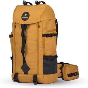 CarryPro HOBO40 v2.0– 40L Functional Travel Backpack for Men & Women, Camping, Biking, Trip, Trekking Bag, Fits 15.6” Laptop, Water-Resistant with Rain Cover, Travel Pouch, 2-Year Warranty(GoldenGlow)