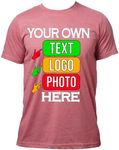 Custom T-Shirts for Men and Women Design Your Own Personalized Shirt with Text Image Logo Customizable Front and Back Print Soft Cotton Tee Heather Mauve