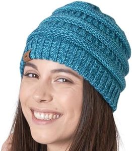 Tough Headwear Slouchy Beanie Hat - Cable Knit Beanies - Itch-Free Winter Hats for Women - Durable Acrylic Winter Essentials - Turquoise
