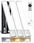 Kasanfe 64-LED Under Cabinet Kitchen Lights, Wireless Motion Sensor Under Cabinet Lighting, Rechargeable Under Cupboard Light with 3 Color, Stick on Lights for Shelf Pantry Desk (3 Pack)