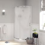 OVE Decors Breeze 32 in. L x 32 in. W x 77.36 in. H Corner Shower Kit with Frosted Framed Sliding Door in Chrome