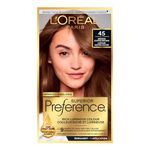 L'Oreal Paris Superior Preference 9 weeks of Luminous Fade-Defying Permanent Hair Dye, 45 Medium Copper Brown, 100% Grey Coverage, 1 Hair Dye Kit (Packaging May Vary)