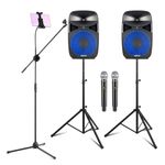 Vonyx VPS102A Complete Home Karaoke System for Adults with Bluetooth Speakers, Wireless Microphones, Tablet Holder Stand & USB MP3 Player for Parties and Home Audio Entertainment