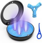 Retainer Case with Cleaning Light - Slim Travel Magnetic Closure Aligner Container with Mirror, Portable Aligner Case with Remover Tool,Chewies And Storage Bag for Mouth and Night Guard - Black