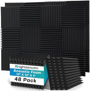 Knightsacoustic 48 Pack Acoustic Foam Panels, 1" X 12" X 12" Sound Proofing Panels Wedges High Density Fireproof Absorbing for Recording Studios Wall Offices