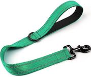 Joytale Strong Short Dog Leash 2FT, 1.2 Inch Wide Heavy Duty Traffic Leash for Dogs with Padded Handle, Short Leash for Dog Training Control, Reflective Leashes for Medium and Large Dogs, Teal