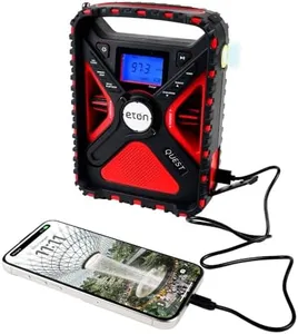 Eton Quest Hand Crank NOAA Weather Radio, All Band Emergency Radio, AM/FM Shortwave Storm Radio, Bluetooth, Ambient Light, Phone Charger, RDS, Solar, Flashlight, Camping, Hiking