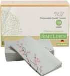 SimuLinen Cherry Blossom - Disposable Napkins for Bathroom, Guest Hand Towels, Paper Towels, Cloth-Like Linen-Feel, Single-Use, Size 12x17" - 100ct (Made in Germany)