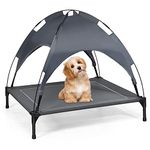 Maxmass Elevated Pet Cot, Cooling Raised Dog Bed with Detachable Canopy and Non-slip Feet, Portable Dogs Cats Bed for Indoor & Outdoor (L)