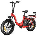 GESHENG 30Ah Samsung Battery 90 Miles Long Range 750W Folding Electric Bike 28MPH,Step-Thru 20x4.0 Fat Tire Ebike, 2 Seats Commuter Electric Bicycle Adults