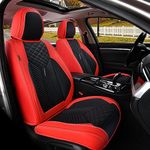 Coverado Front Seat Covers, 2 Pack Waterproof Seat Covers for Cars, Luxury Leather Seat Cushions, Front and Rear Seat Protectors, Auto Seat Covers Fit for Most Vehicles(Black&Red)