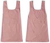 Hudson Durable Goods Cotton Cross Back Apron for Women - Seamless Crossover Style Smock Apron for Cooking, Crafting, Gardening, and More - 36” Full Length Pinafore Work Apron with Pockets (Rose)