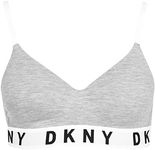 DKNY Women's Cozy Boyfriend Wirefree Pushup Bra, Heather Gray/White/Black, Medium