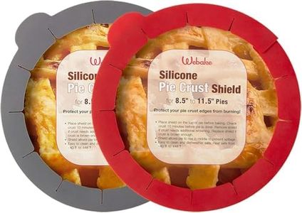 Webake Pie Crust Protector Shield Adjustable Pie Crust Shield Fits 11.5-9 Inch Pie Pan, European Food Grade Silicone Pinch Test Passed, for Baking Halloween Party Pie Tart, Pack of 2, Red and Grey