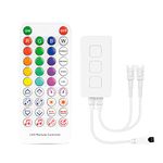 BTF-LIGHTING WS2812B Bluetooth RGB IR Remote Control SP611E Dual Output LED Controller with Music Sync DIY Timer Work with iOS and Android Smartphone APP Control for 3PIN Addressable LED Strip