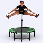 GYMENIST Fitness Trampoline for Adults and Kids, Indoor Rebounder Exercise Trampoline for Workout Fitness for Quiet and Safely Cushioned Bounce Workout (with Handles, Green)