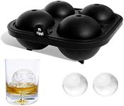 Rippl Ice Sphere Tray - Silicone Ice Tray with 4 Cavity Sphere Ice Cube Mold - Will Make Big Ice Spheres For Whiskey - In Black