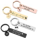 MOSTOP Personalized Keychain, Custom Engraved Name Key Chain, Birthday Valentine's Day Christmas Gifts for Him Her