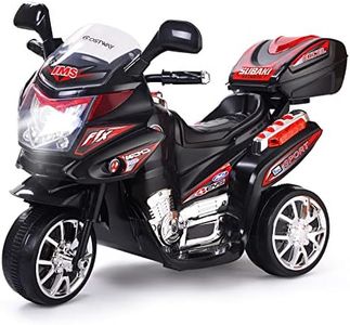 COSTWAY Moto Eléctrica para Niños, Moto Infantil de Batería 6V con Almacenamiento, Música Incorporada, Focos, Función Adelante y Atrás, Moto con Cargador Niños 3-8 Años (Negro)